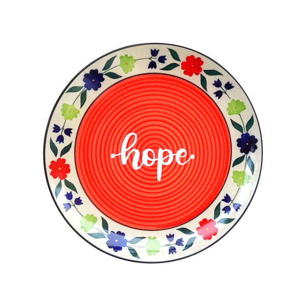 Wall Plate  - Hope Blooms - Happy Words - Bright Red - Home Decor & Personalised Gifting - Free Shipping India - Buy Online
